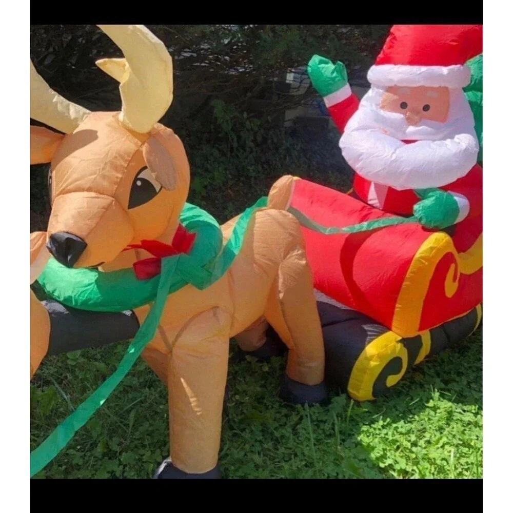 8.5ft Holiday Santa & Reindeer Airblown Inflatable